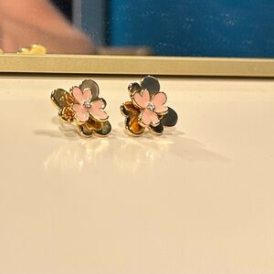 Kate Spade Gold and Pink Flower Earrings